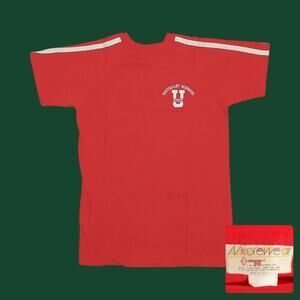 Vintage 70s Moorewear Southeast Missouri State Raglan Tee Red Mens S
